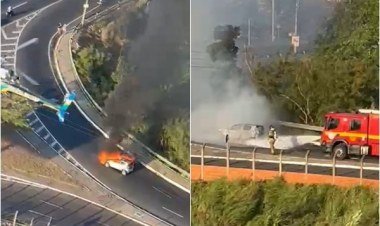 Incêndio em veículo causa lentidão no trânsito da Ponte JK em Teresina​‌​